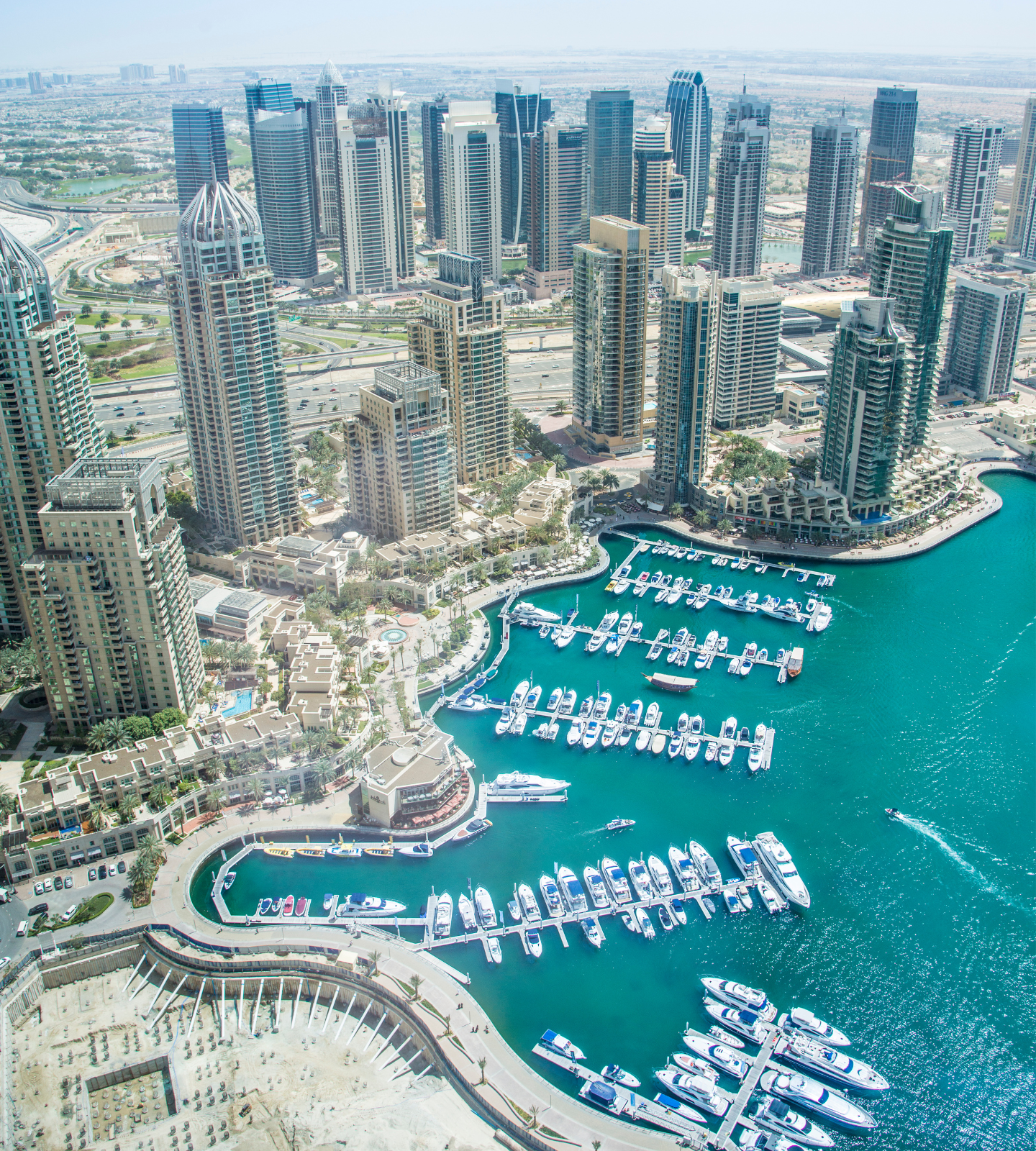 Aerial view of Dubai Marina.