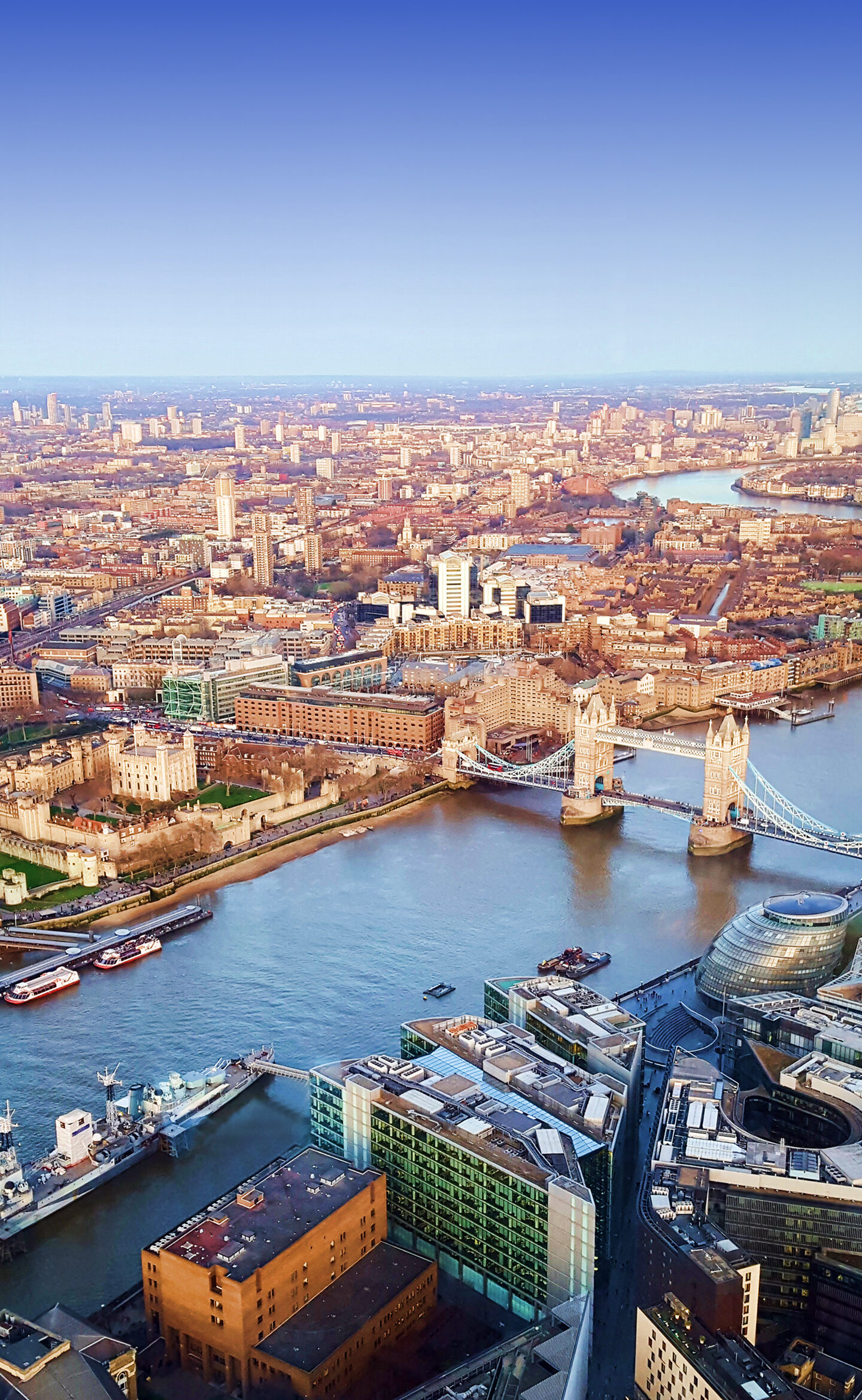 London city, aerial view, United Kingdom