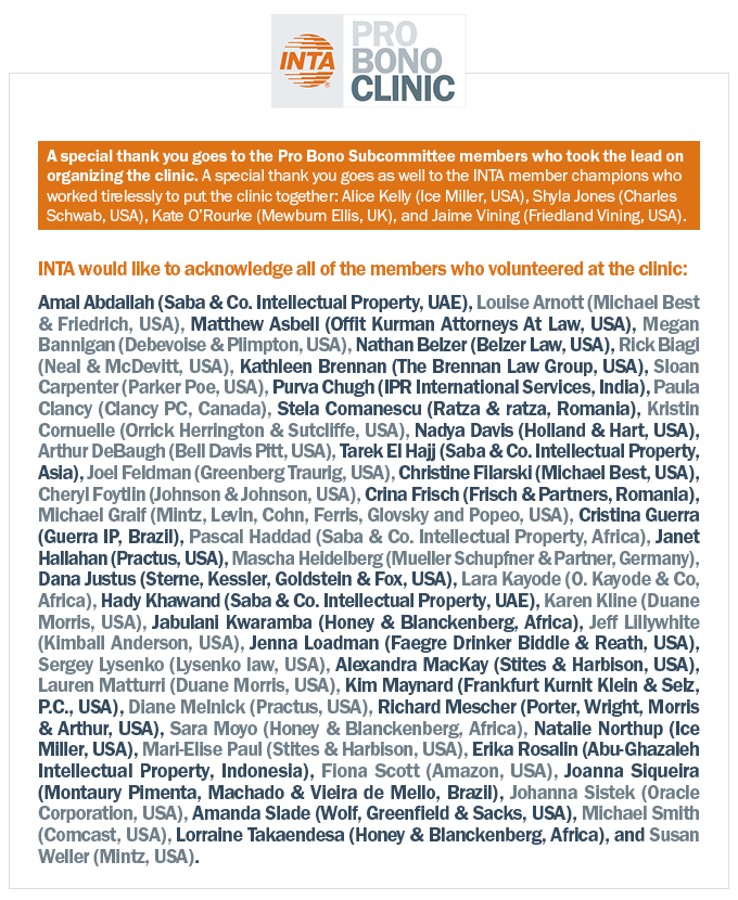 Special thanks to all Pro Bono Subcommittee members who took the lead on organizing this clinic.