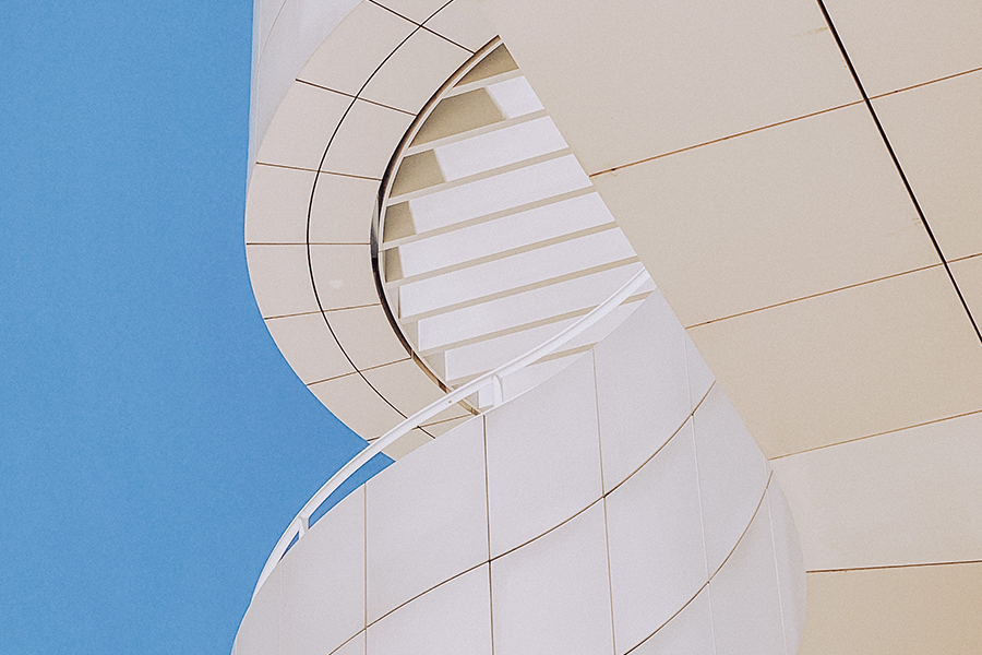 close up of white geometric architecture