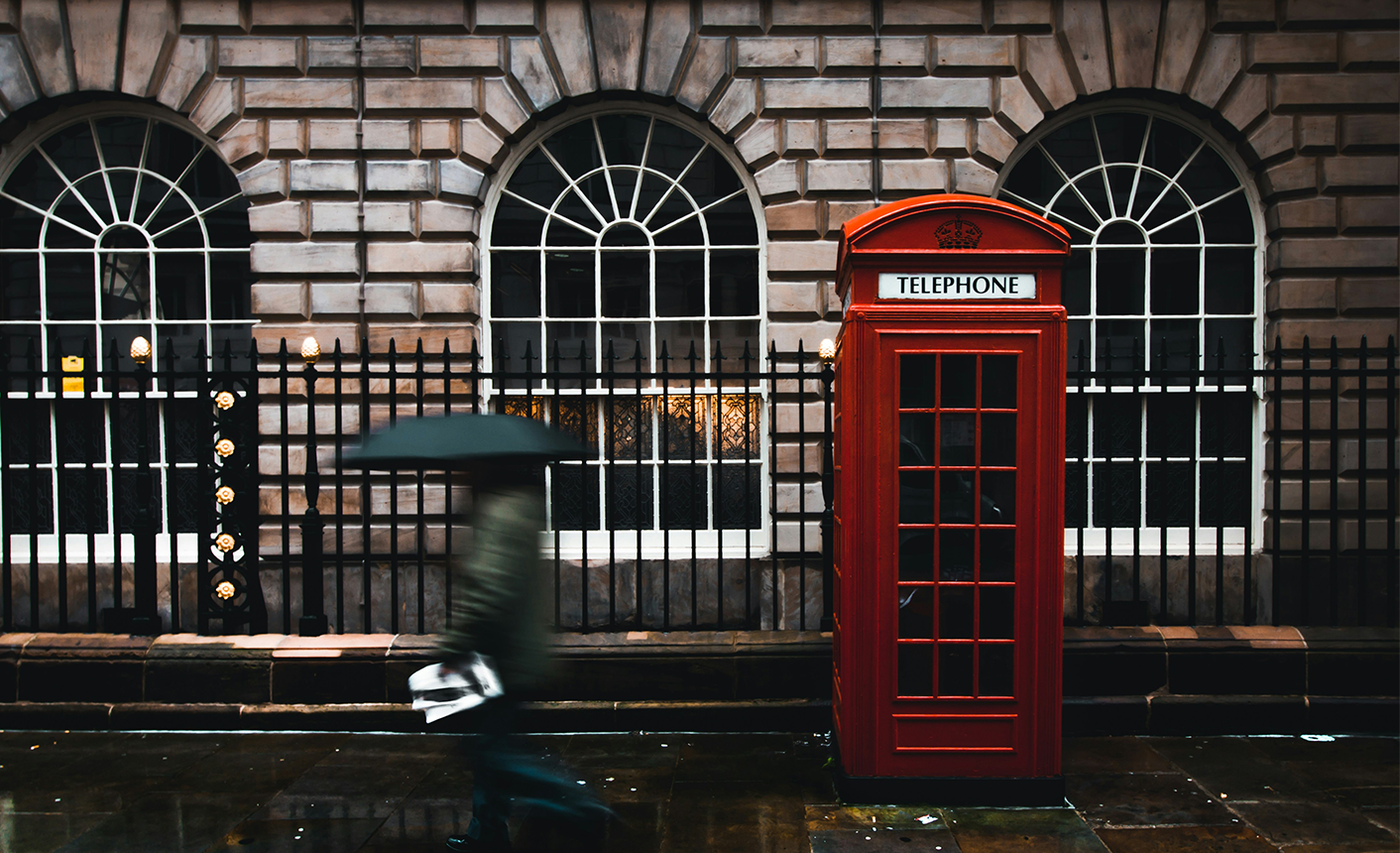 rainy London street scene