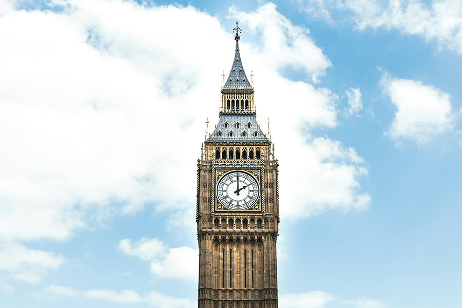Big Ben with blue sky in London