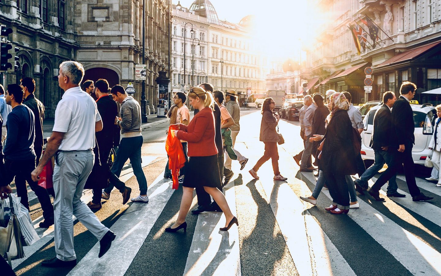 busy city crosswalk