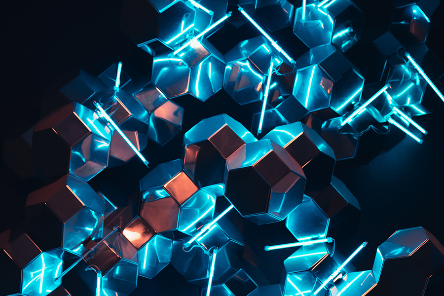 blue with red lights futuristic abstract