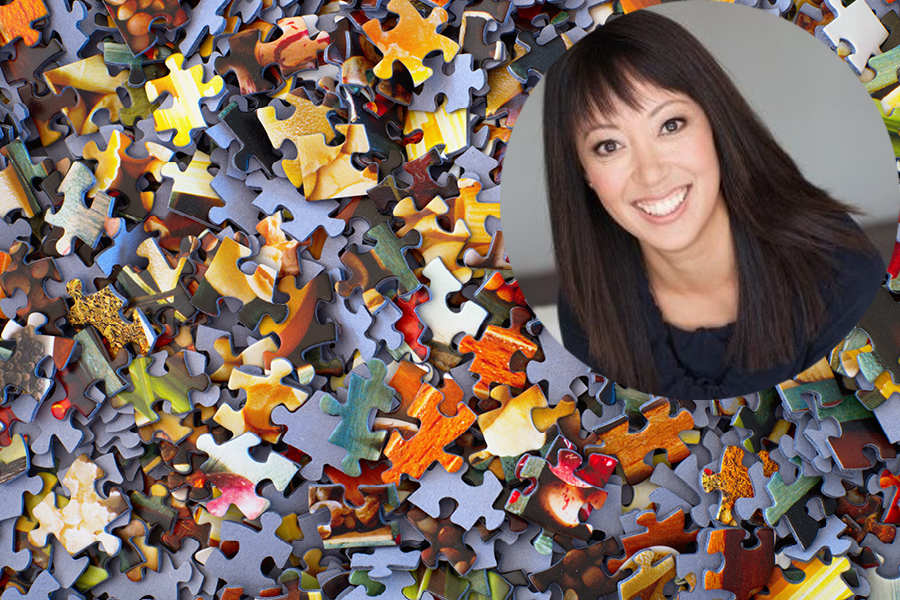 puzzle piences and Mei-lan headshot