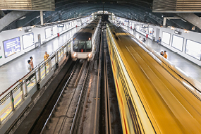 blurred perspective of high speed train
