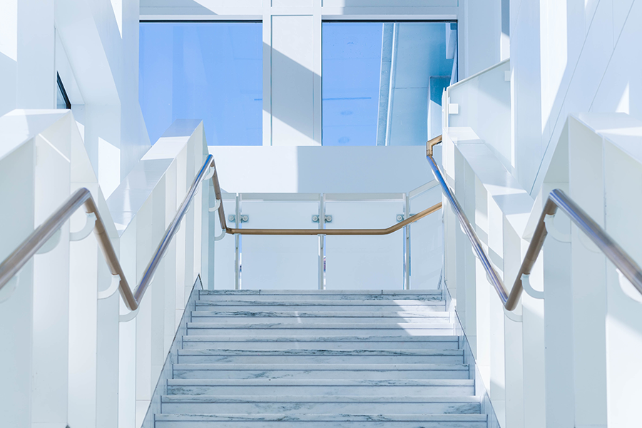 view looking up a corporate staircase