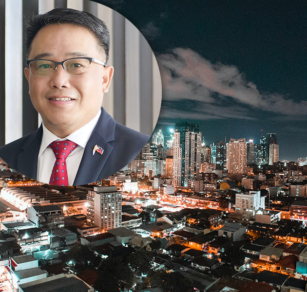 Headshot over Manilla cityscape