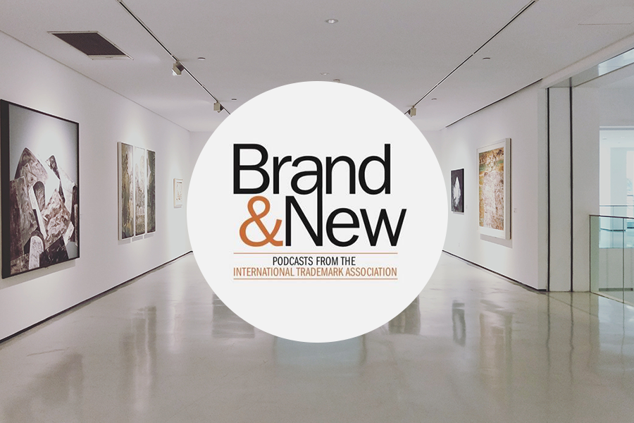 Brand & New logo over modern art museum background