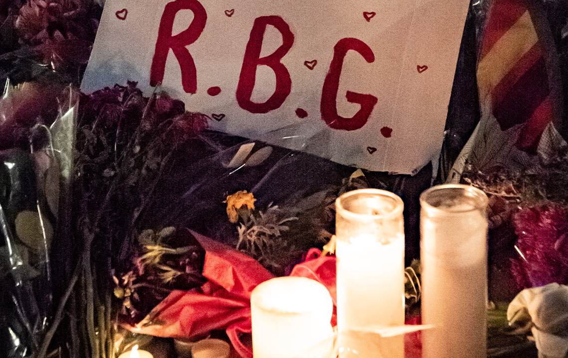 RBG memorial with candles