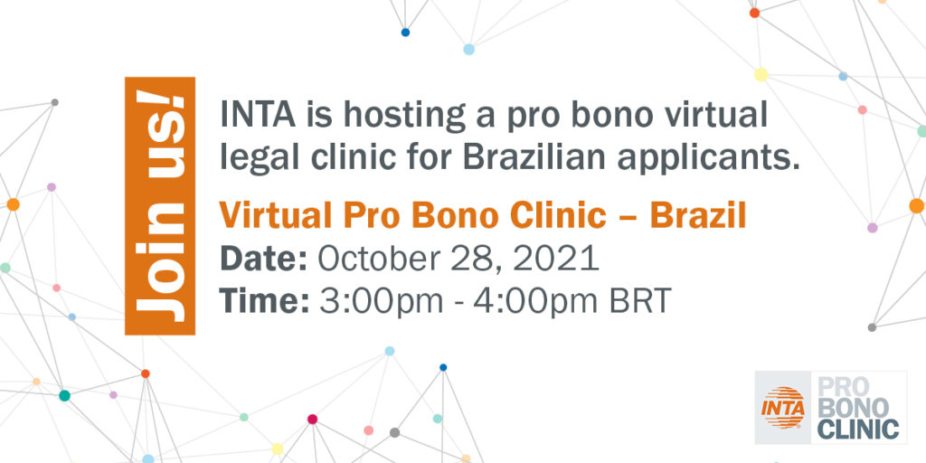 Join us! INTA is hosting a pro bono virtual legal clinic for Brazilian applicants on October 28