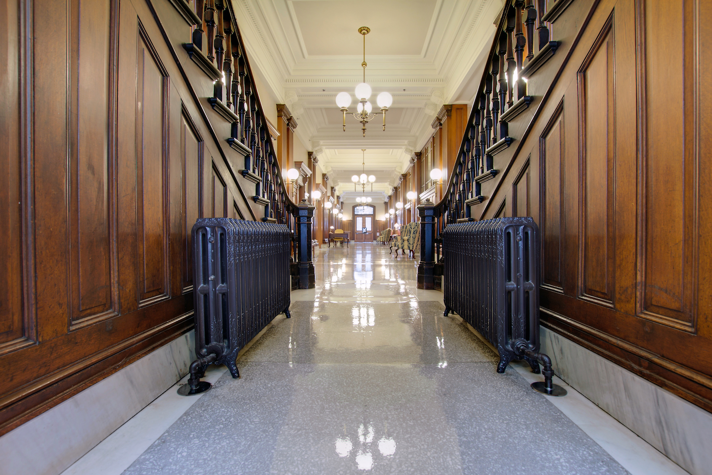 Hallway With Antique Radiator In Pioneer Courthouse