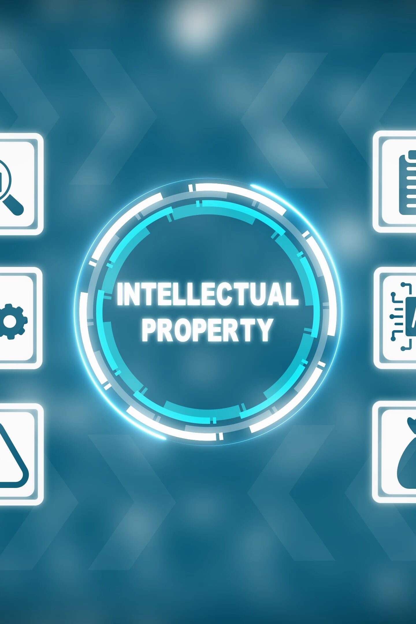 Intellectual property concept with icons for business finance technology and innovation image